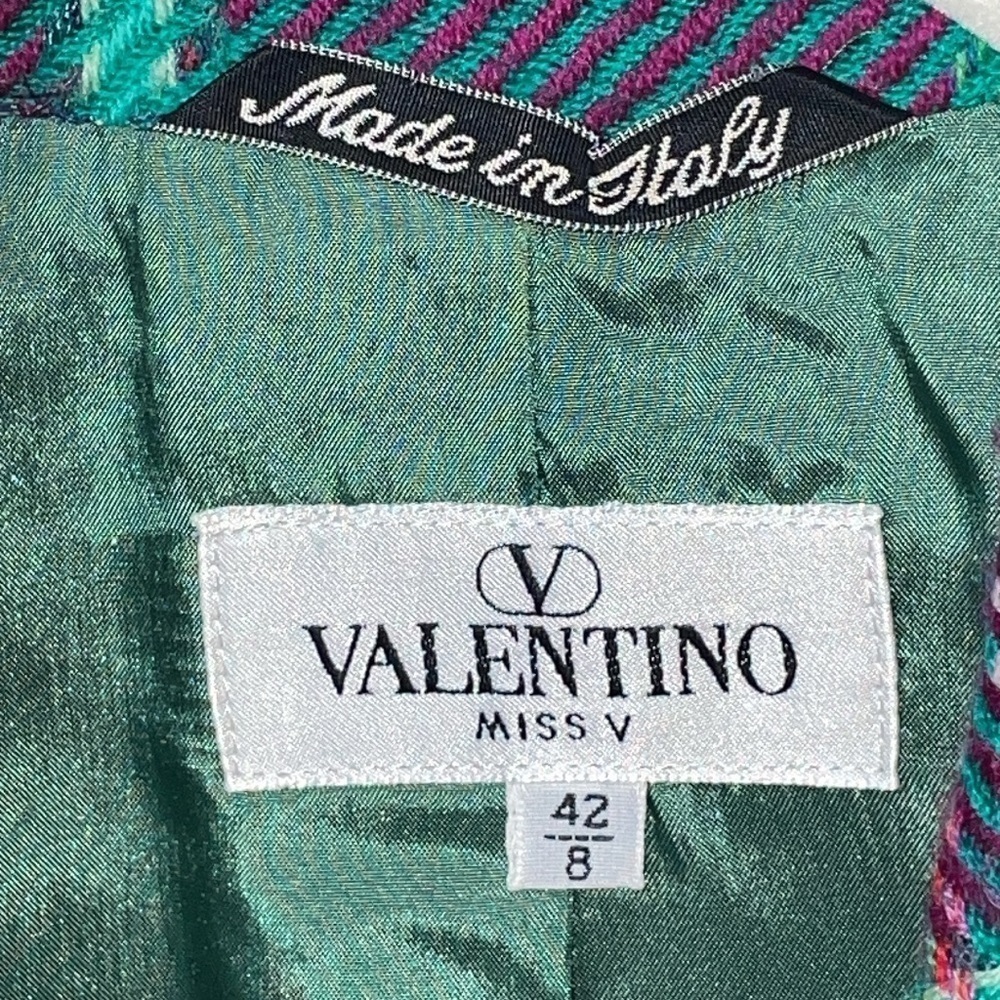Vintage Valentino Miss V Classic Plaid Wool Button Down Blazer Cardigan Jacket - Picture 4 of 10